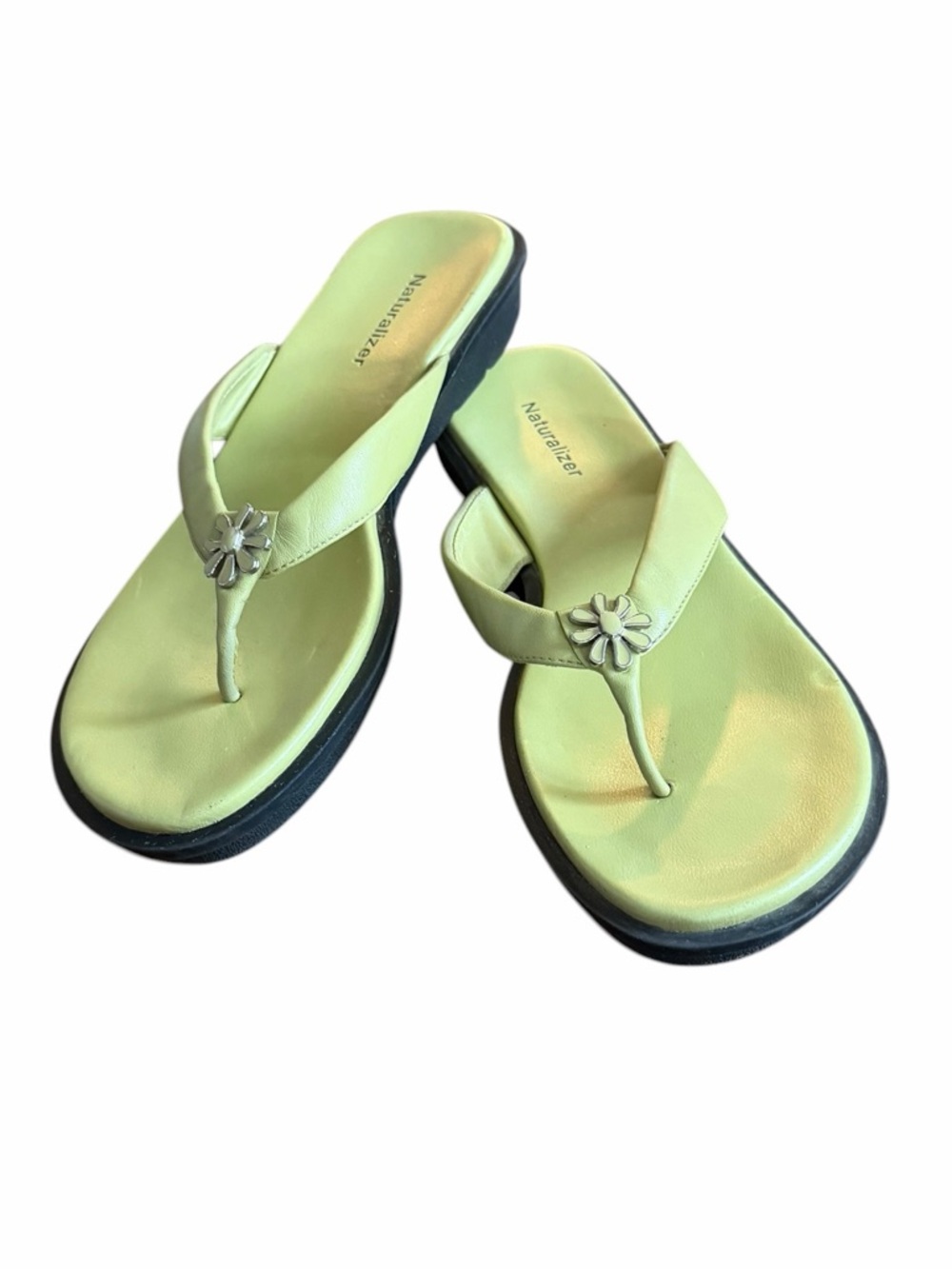 Naturalizer•Green Thong Sandals with Floral Accent